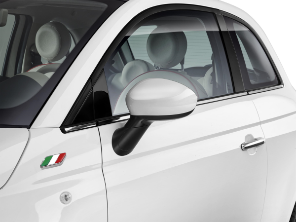 Fiat 500 Original Spiegelkappen, Weiß glänzend